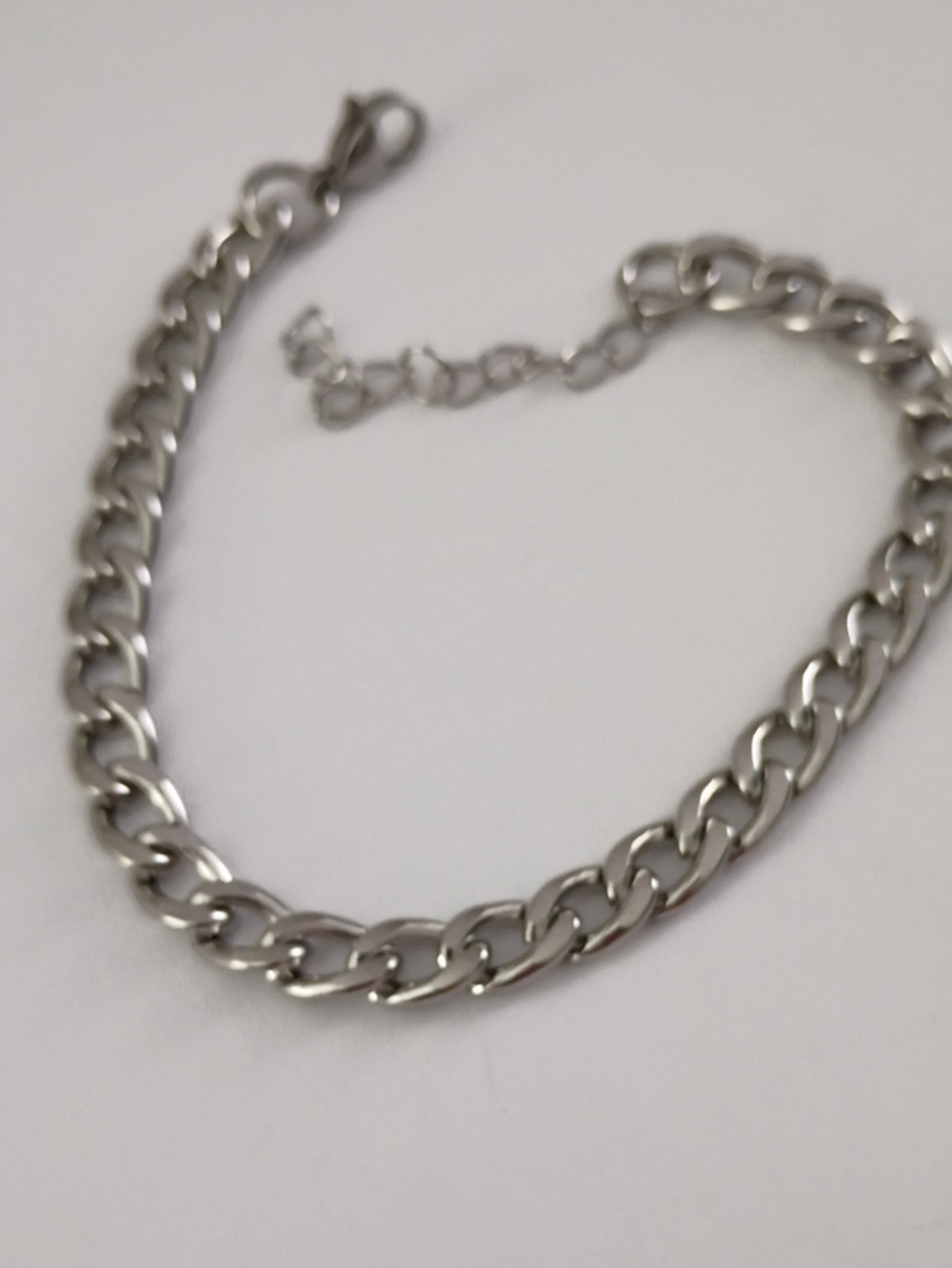 Silver Stainless Steel Curb Chain Necklace for Men